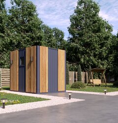 Хозблок Краус на базе 10 футового контейнера с роллетой и планкеном