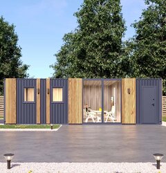 Хозблок гараж 50 м2 на базе 4 шт 20 футовых контейнеров с роллетой, планкеном, 4 мя окнами