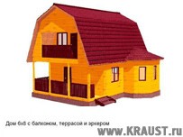 Садовый домик из бруса ДБ-27 6х8 фото