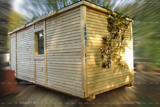 Деревянная бытовка Михнево, фронтальная и боковая сторона